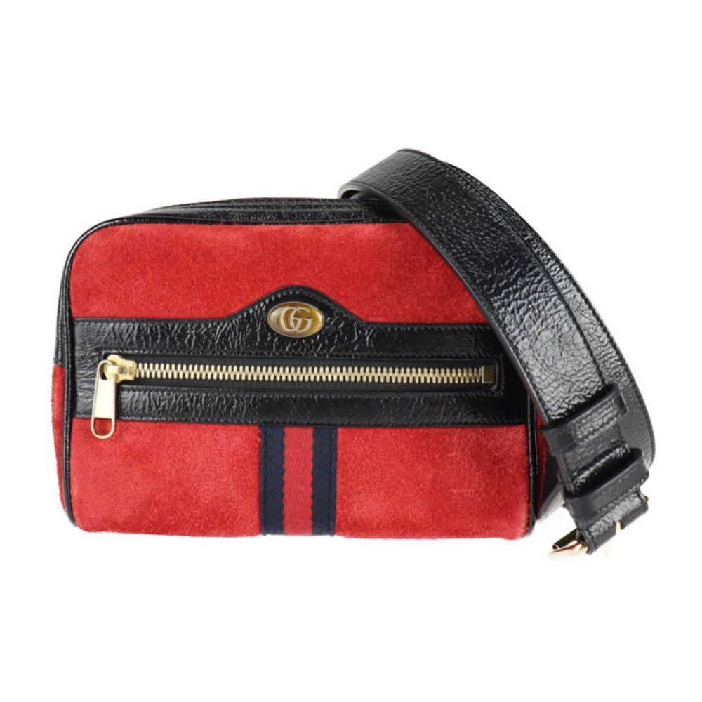 Gucci GG Ophidia Waist Bag Suede Leather Red Black Gold Hardware